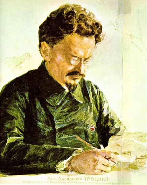 Painting of Trotsky in office.