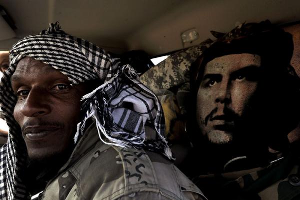 Libyan rebel with a Che picture.