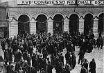 People gathering outside the conference of the PSI in Livorno, 1921. It was during this confernce of the PSI that the Communist faction would leave...