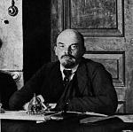 V. I. Lenin at the Kremlin presiding over a meeting of the Council of People's Commissars after recovery from being wounded. 
Moscow.